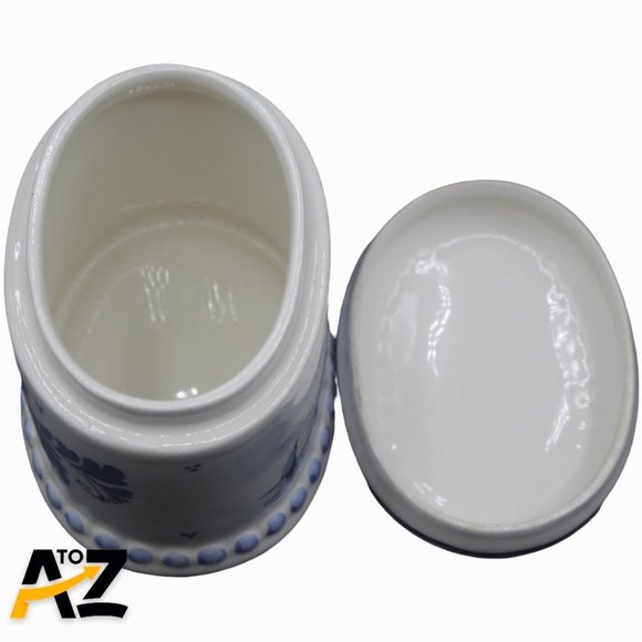 Handpainted Delft Blue Holland Ceramic Container Jar Trinket Box with lid - wind - Picture 10 of 12